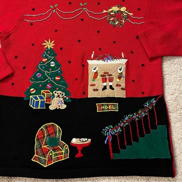 Ugly Christmas Sweater Red Size Large Vintage - Picture 4 of 9